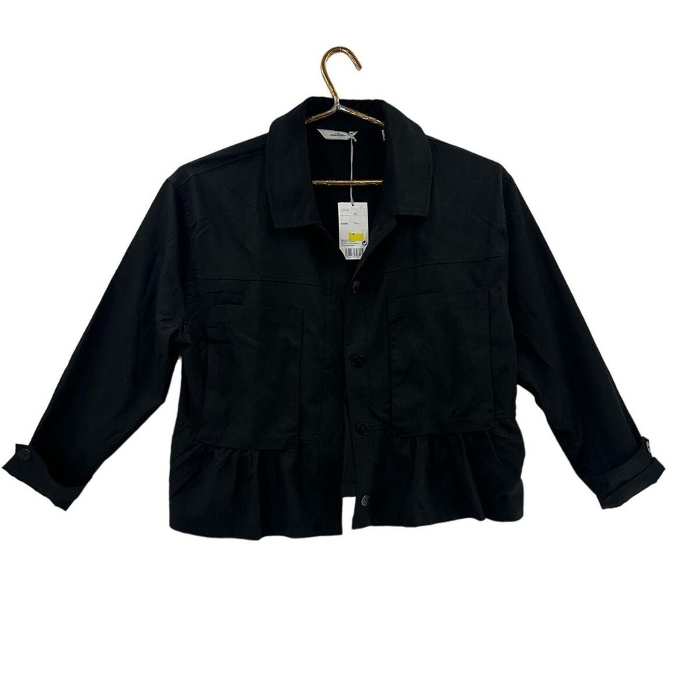 Essentials by Tchibo Peplum Utility Jacket Women EU 46 Black NWT Lyocell Cotton